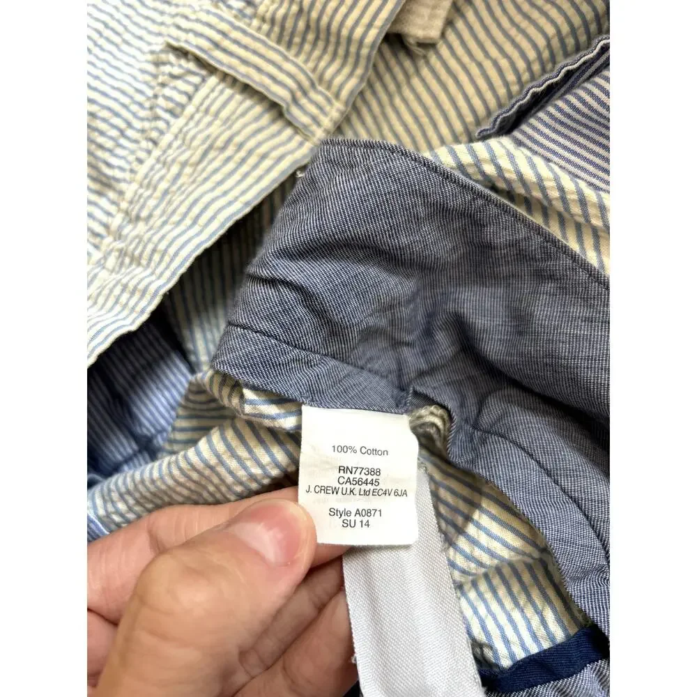 Blue White Preppy Striped Seer Sucker Shorts Men's 33
